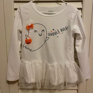 SOLD “Ghouls Rule” Long-sleeve T-Shirt w/Tutu Hem 5T